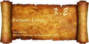 Kerpen Ervin névjegykártya
